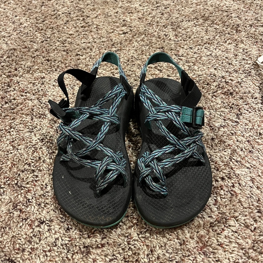 Black,navy,and green Strappy Chaco Sandals